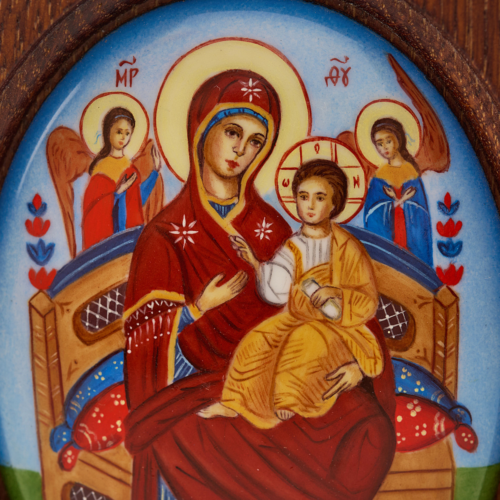 Икона «Божья Матерь Всецарица». Ростовская финифть 10,5х13,5 см - интернет магазин Русь Велика я фото 2