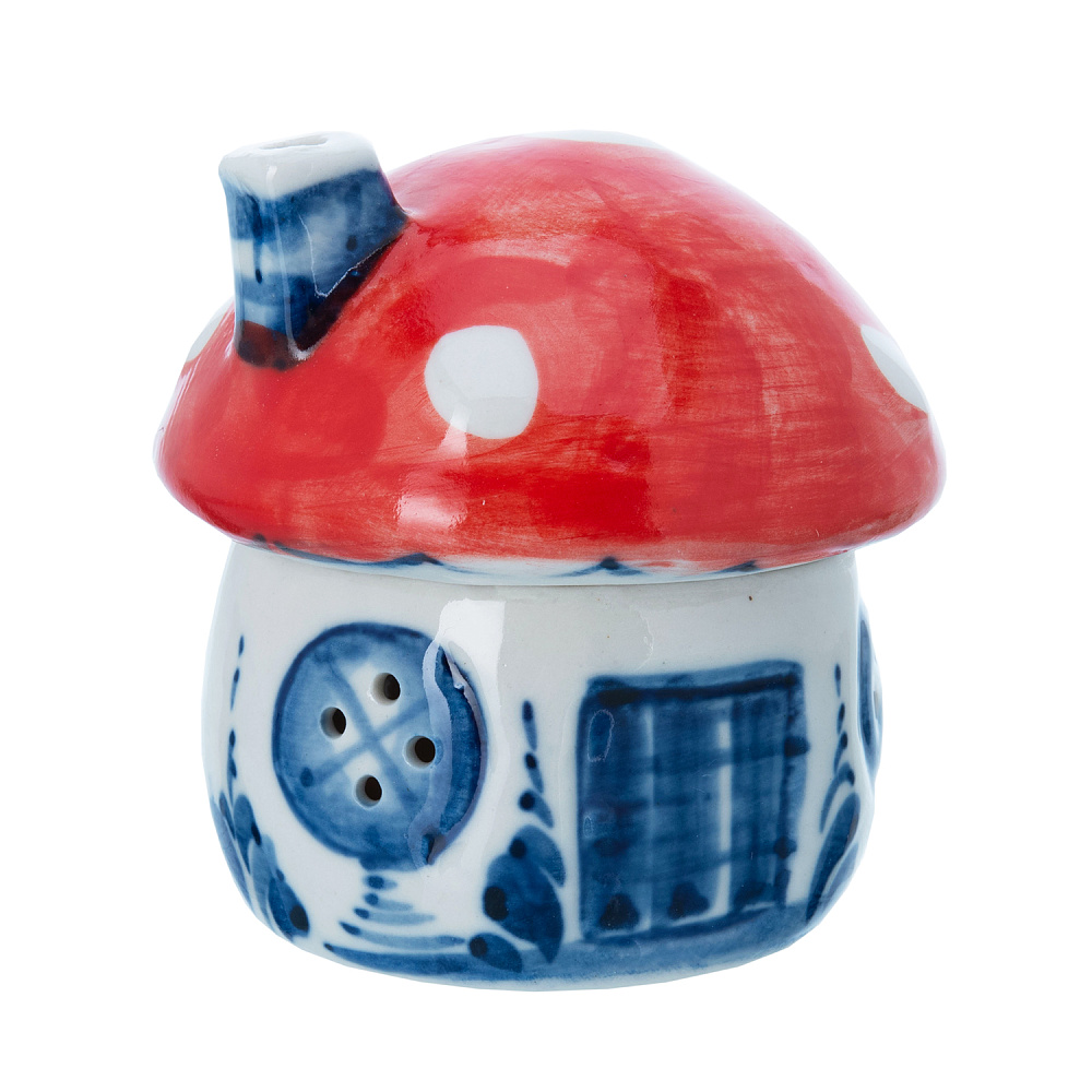 Подсвечник «Гриб». Гжель в кобальте и цвете - интернет магазин Русь Велика я 