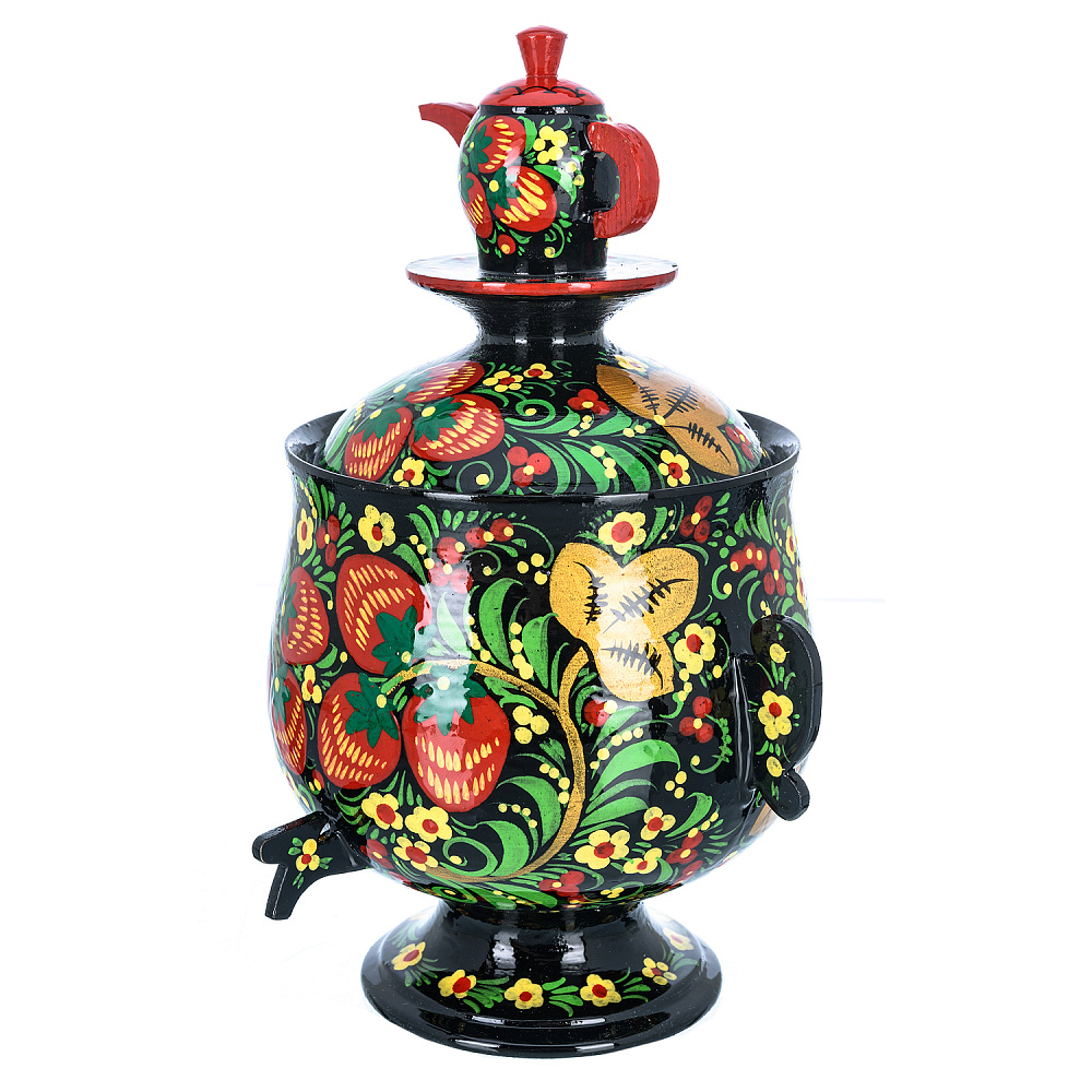 Сувенирный самовар-шкатулка «Клубника». Хохлома - интернет магазин Русь Велика я фото 1