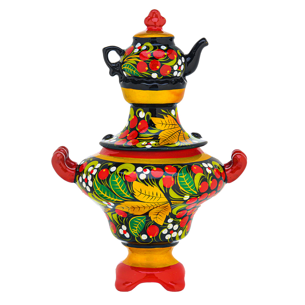 Сувенирный самовар-шкатулка «Рябина». Хохлома - интернет магазин Русь Велика я фото 3