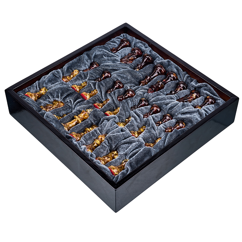 Шахматы с инкрустацией и фигурами из янтаря 30х30 см - интернет магазин Русь Велика я фото 13