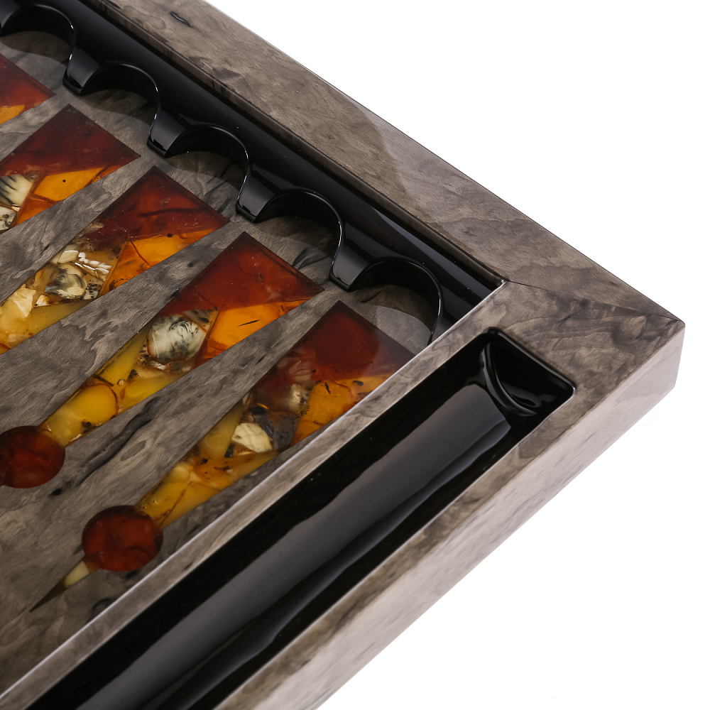 Нарды с янтарной инкрустацией «Лев» 64х60 см - интернет магазин Русь Велика я фото 8