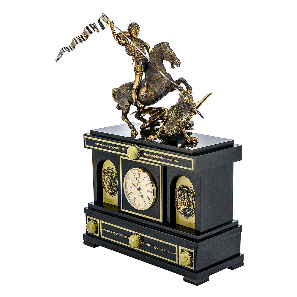 Часы из натурального камня «Георгий Победоносец». Златоуст - интернет магазин Русь Велика я фото 1