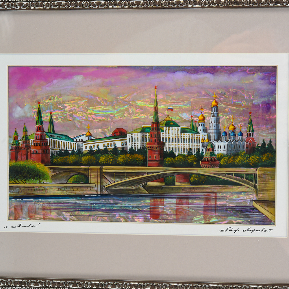 Картина перламутровая «Вид на Кремль с набережной» 40х33 см - интернет магазин Русь Велика я фото 1