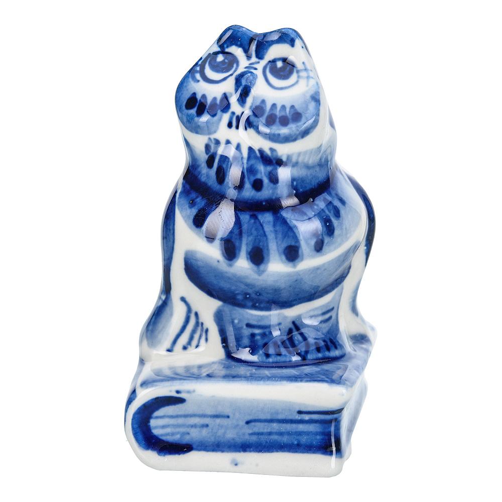 Статуэтка «Сова на книге». Гжель - интернет магазин Русь Велика я 