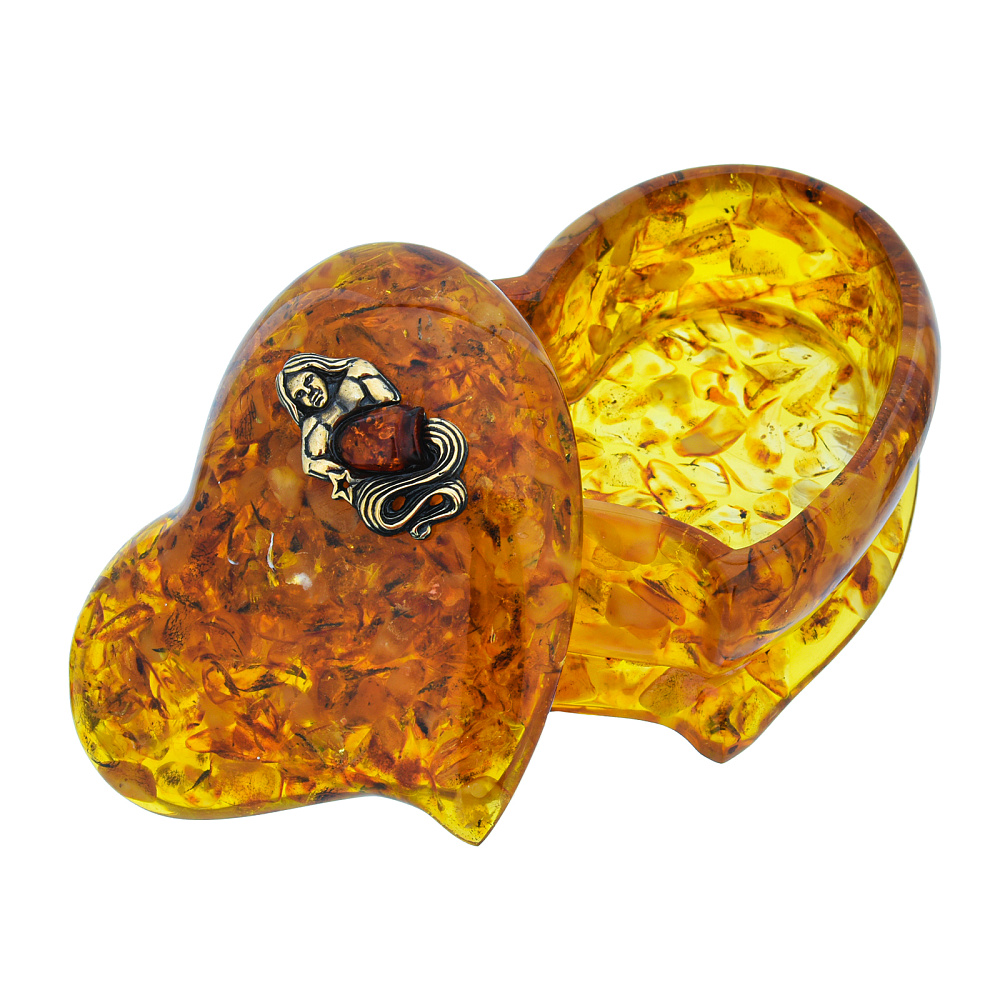 Шкатулка из янтаря «Сердце. Знак зодиака Водолей» - интернет магазин Русь Велика я фото 1