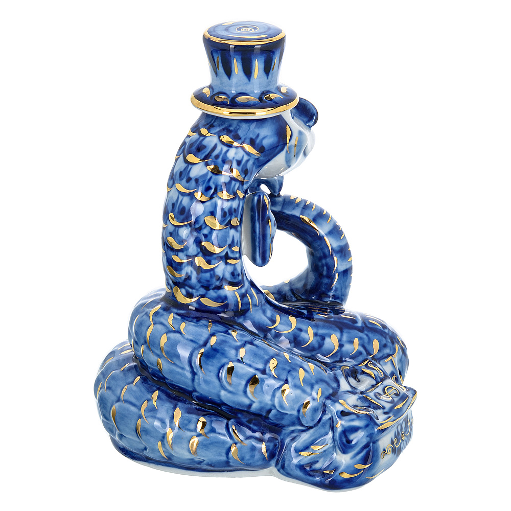 Змея Символ года 2025. Штоф «Змей Мудрый Каа». Гжель в золоте - интернет магазин Русь Велика я фото 6