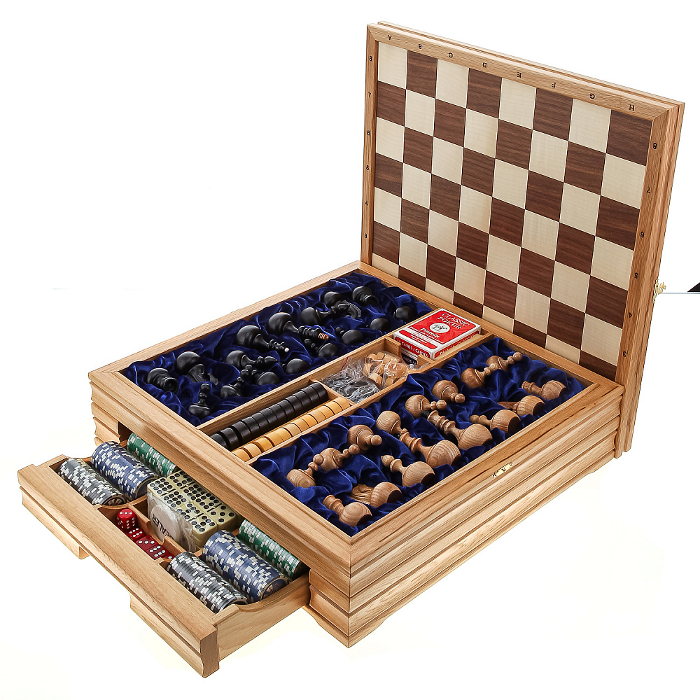 Набор настольных игр в деревянной шкатулке - интернет магазин Русь Велика я 