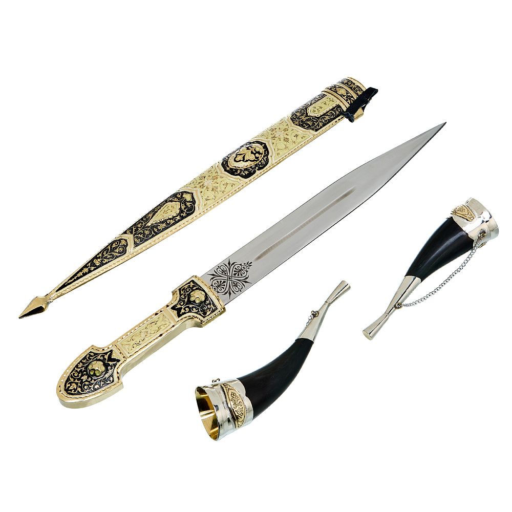 Подарочный набор с кинжалом и рожками для вина «Ирбис» - интернет магазин Русь Велика я фото 1