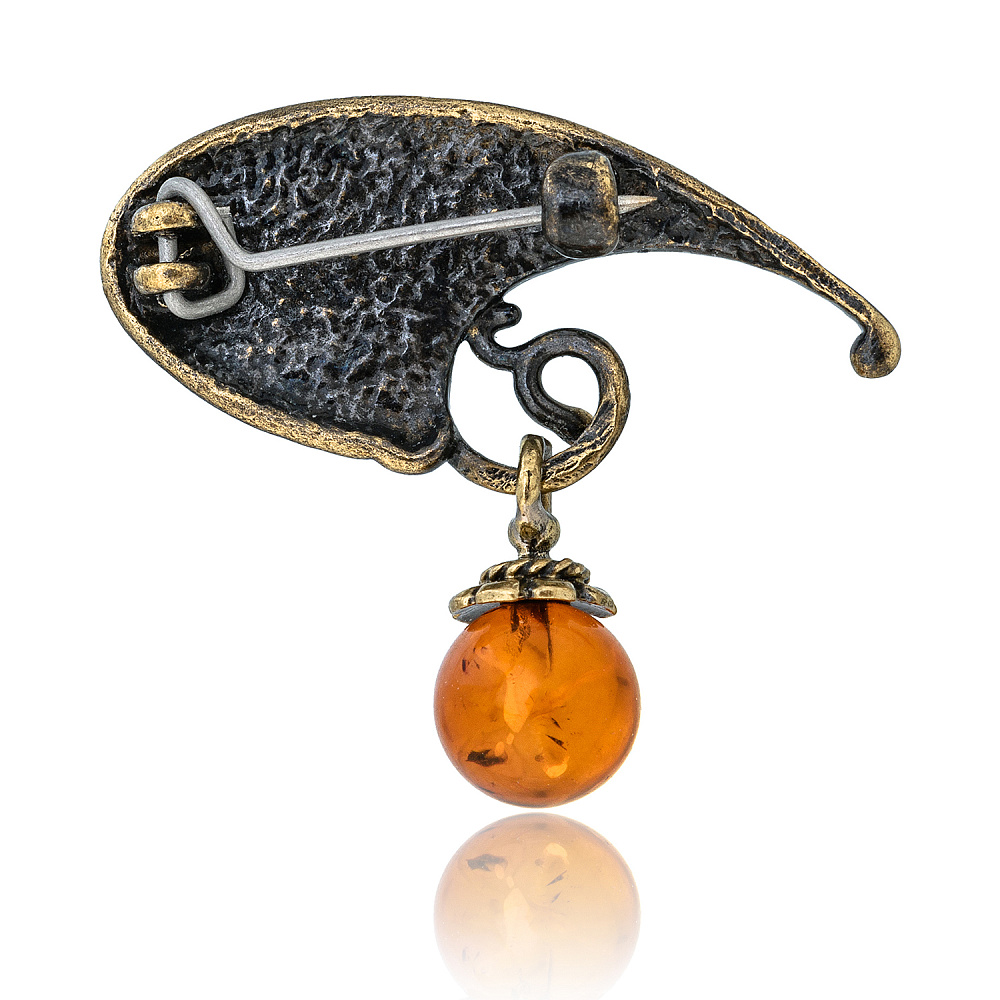 Брошь с янтарной вставкой «Колокольчик» - интернет магазин Русь Велика я фото 1