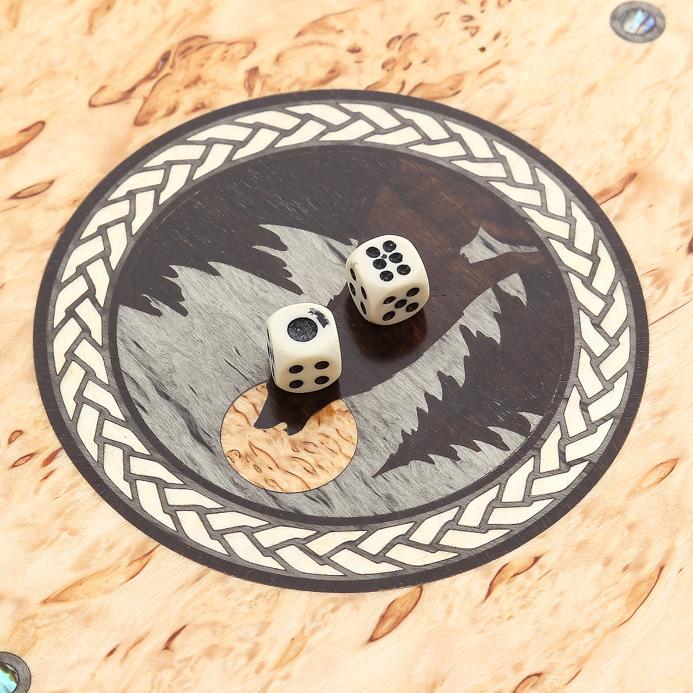 Нарды деревянные из карельской березы «Волк» - интернет магазин Русь Велика я фото 4