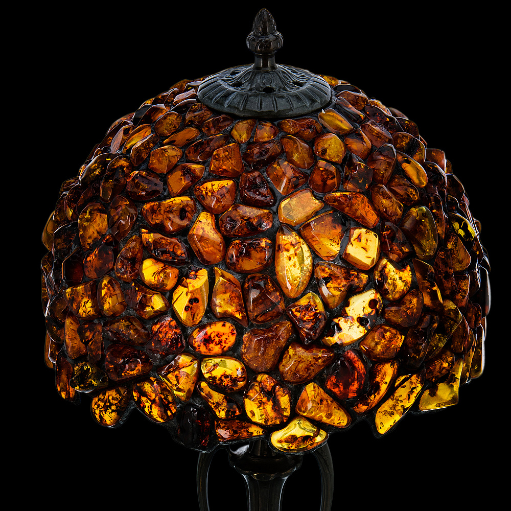 Настольная лампа из янтаря и бронзы. Высота 42 см - интернет магазин Русь Велика я фото 1