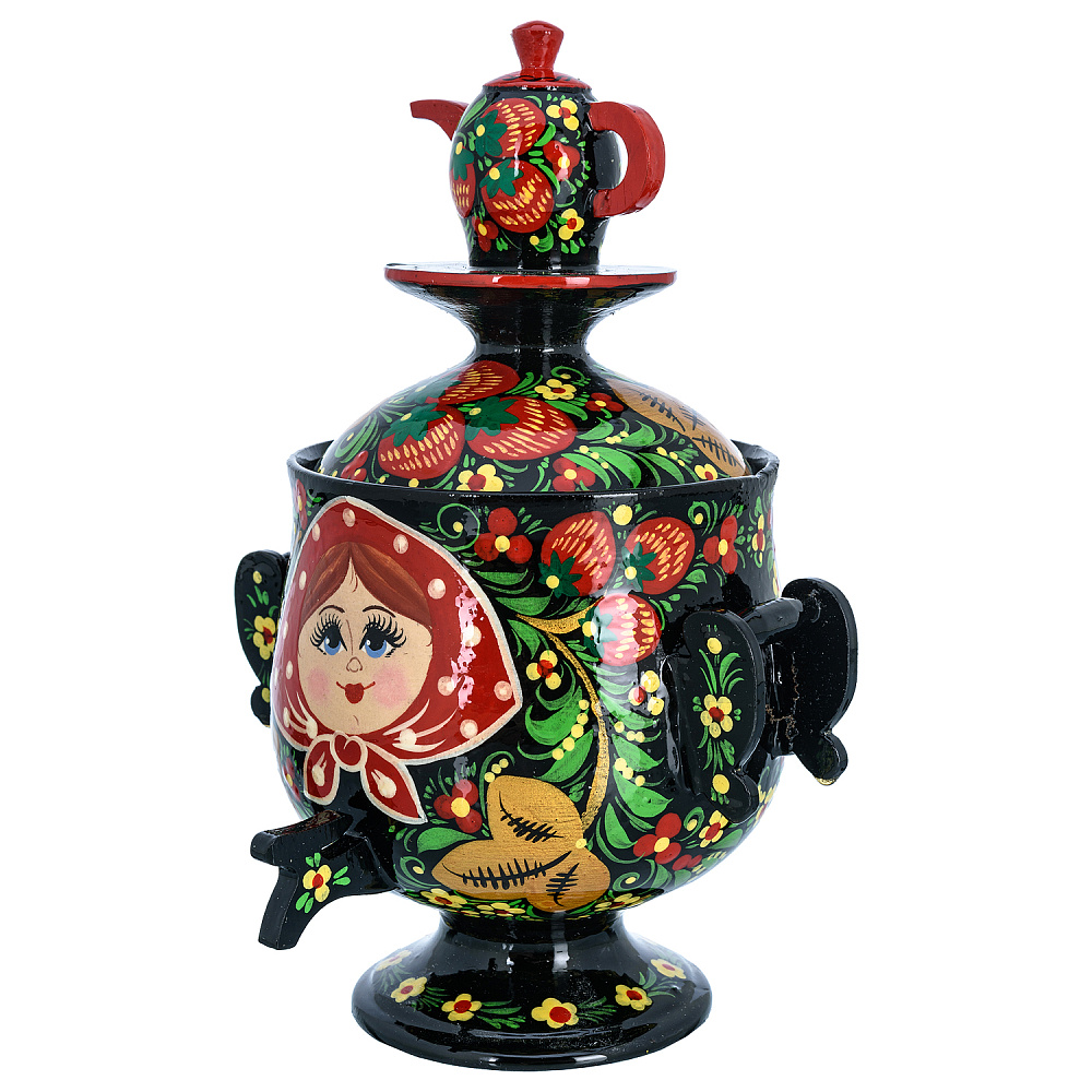 Сувенирный самовар-шкатулка «Матрешка». Хохлома - интернет магазин Русь Велика я фото 1