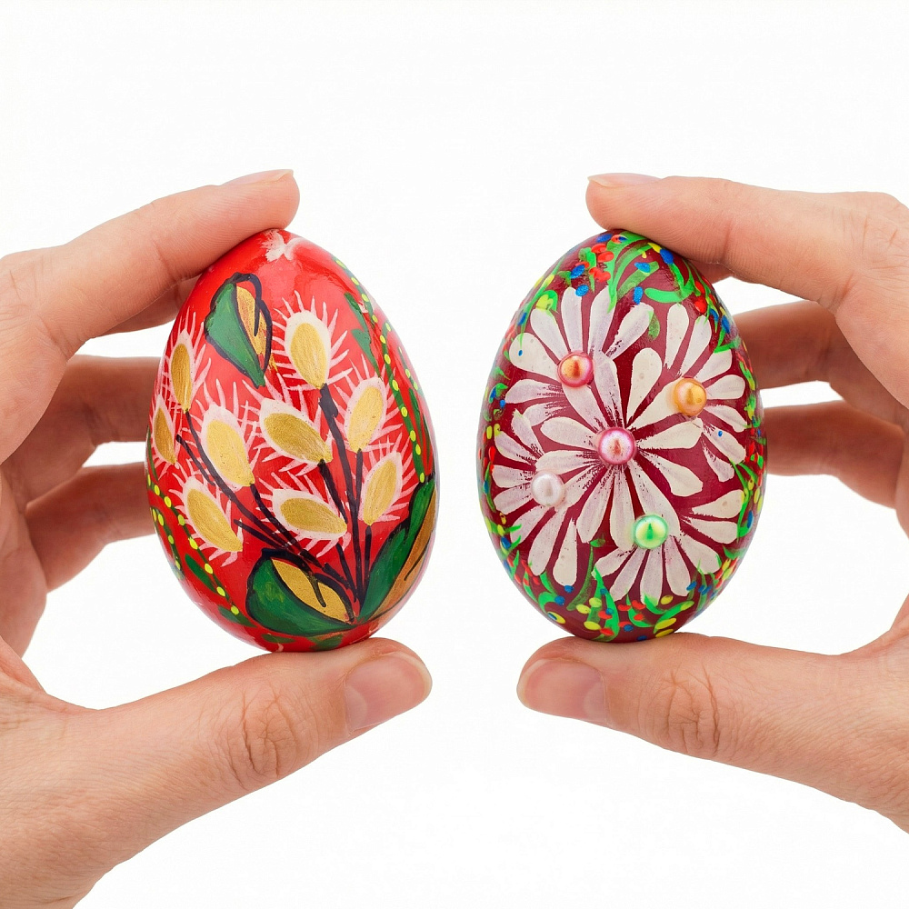 Яйцо пасхальное подарочное с ручной росписью «Верба» 7 см - интернет магазин Русь Велика я фото 6