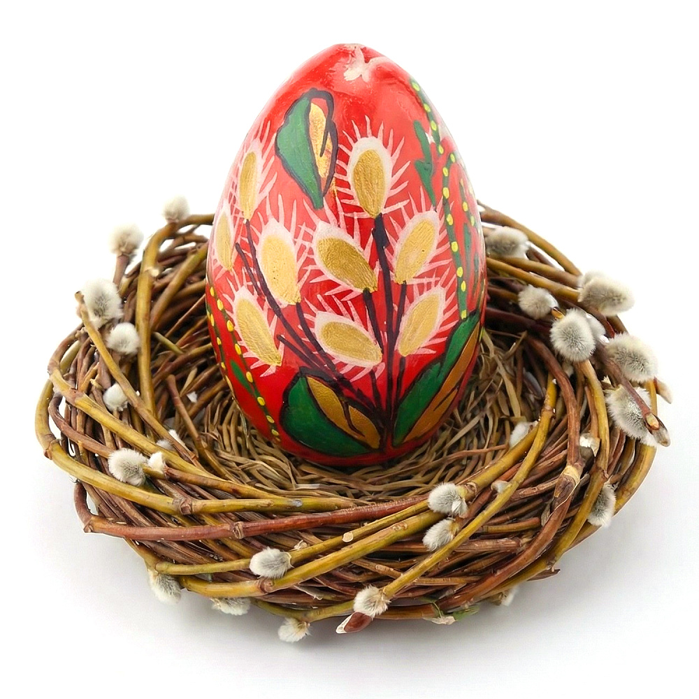 Яйцо пасхальное подарочное с ручной росписью «Верба» 7 см - интернет магазин Русь Велика я 