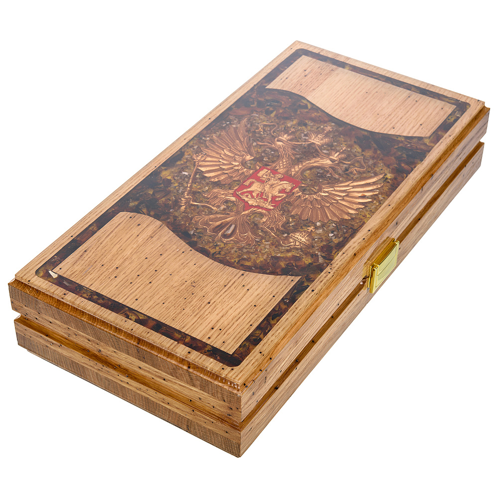 Нарды янтарные «Герб РФ» 46х26 см - интернет магазин Русь Велика я фото 1