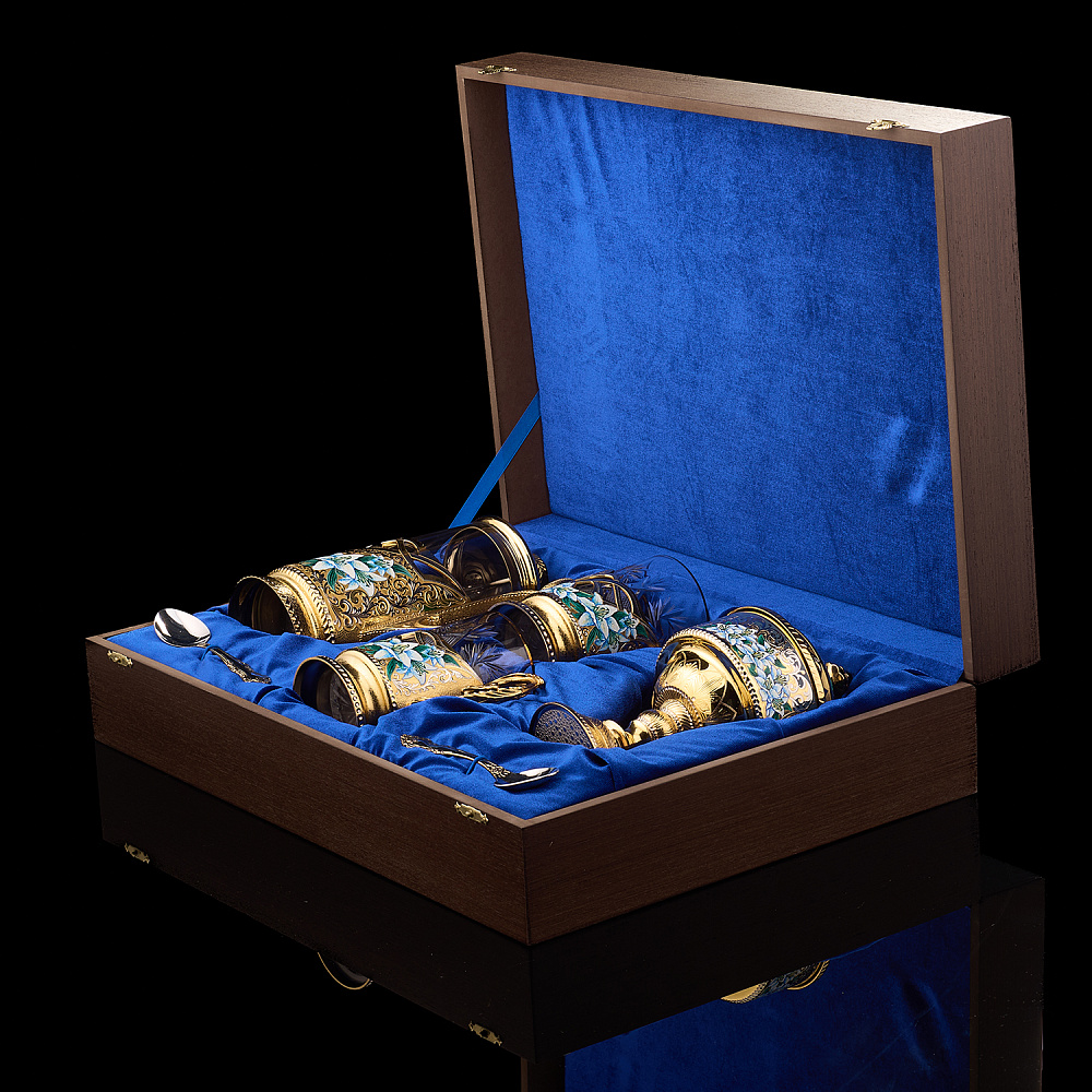 Чайный набор с френч-прессом и подстаканниками «Малахит». Златоуст - интернет магазин Русь Велика я фото 12