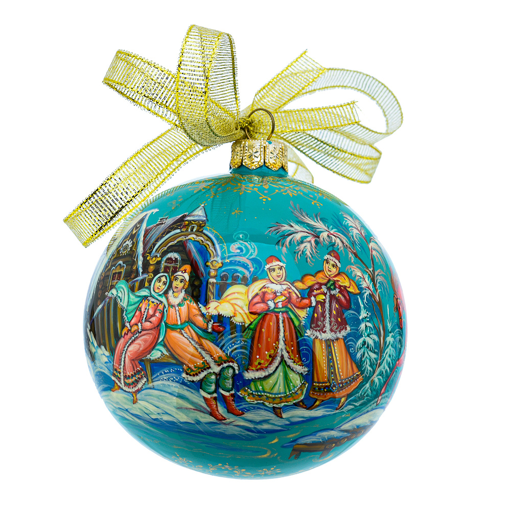 Новогодний елочный шар с росписью «Тройка» - интернет магазин Русь Велика я фото 3