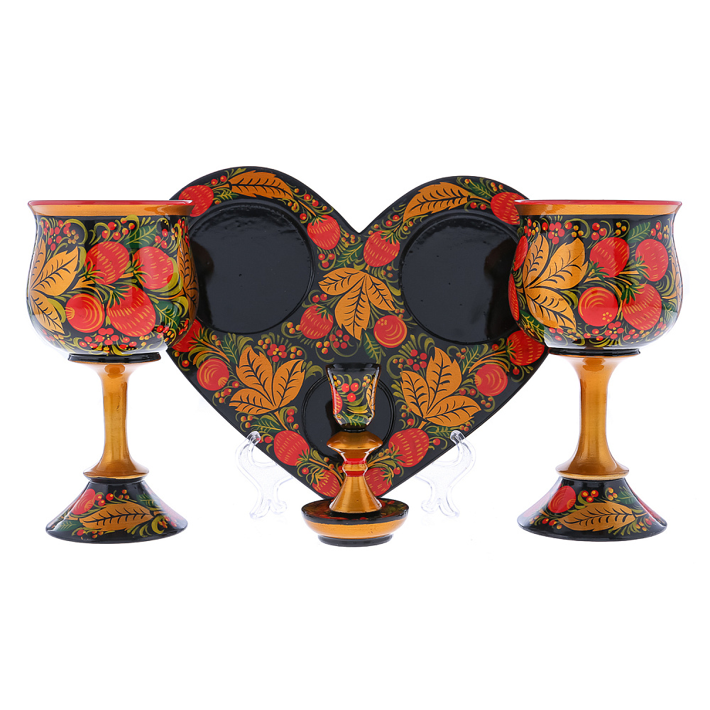 Питейный набор «Свадебный». Хохлома - интернет магазин Русь Велика я фото 1