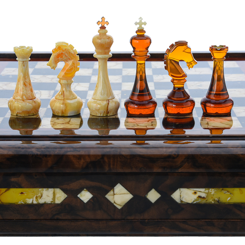 Шахматы с янтарными фигурами «Аристократ» 47х47 см - интернет магазин Русь Велика я фото 4