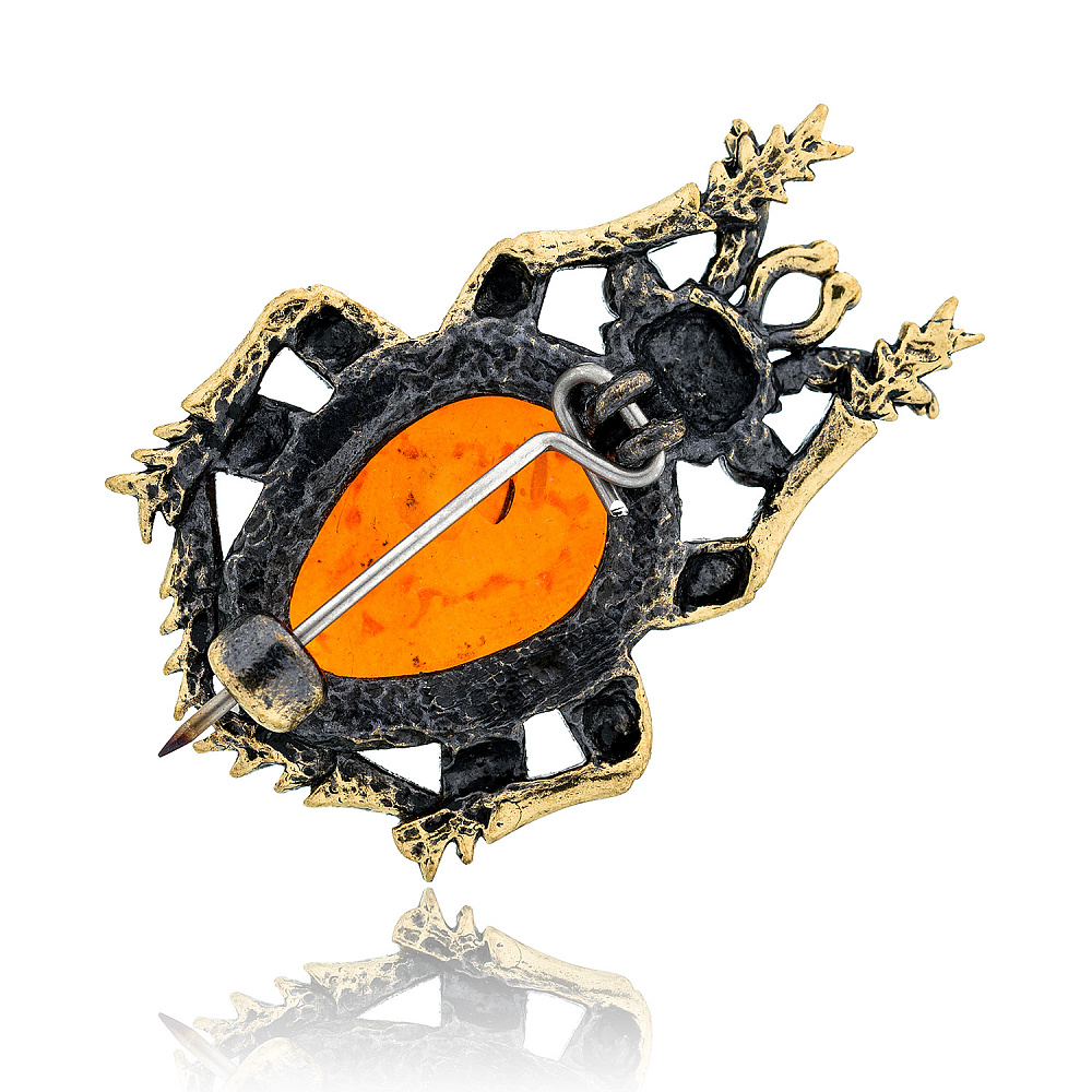 Брошь с янтарем «Жук Ольхоед» (коньячный) - интернет магазин Русь Велика я фото 1