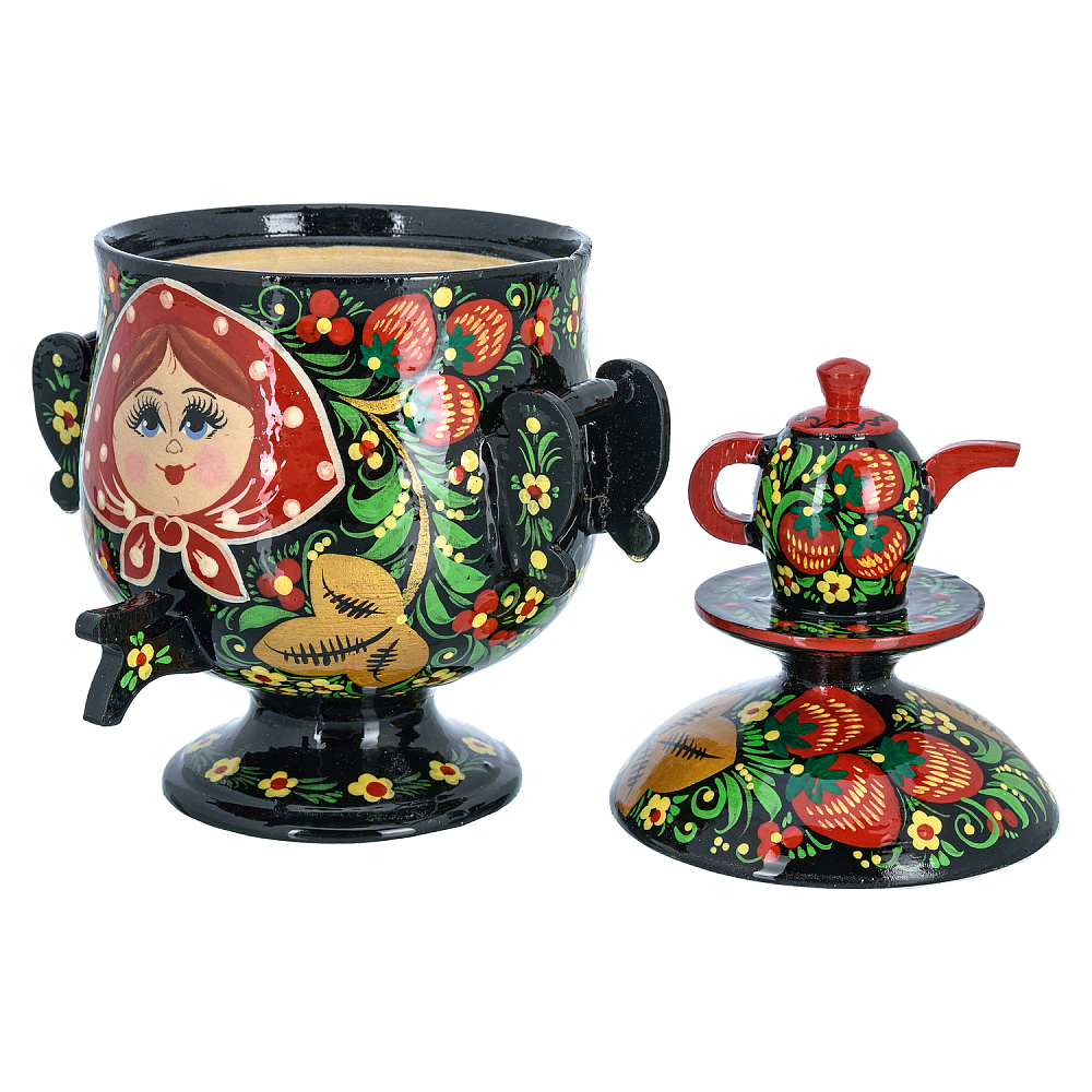 Сувенирный самовар-шкатулка «Матрешка». Хохлома - интернет магазин Русь Велика я фото 4