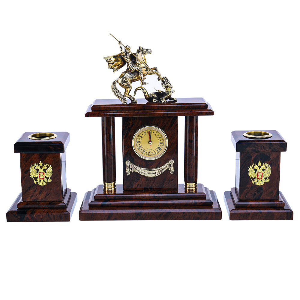 Настольный письменный набор из натурального камня «Георгий Победоносец» - интернет магазин Русь Велика я фото 1