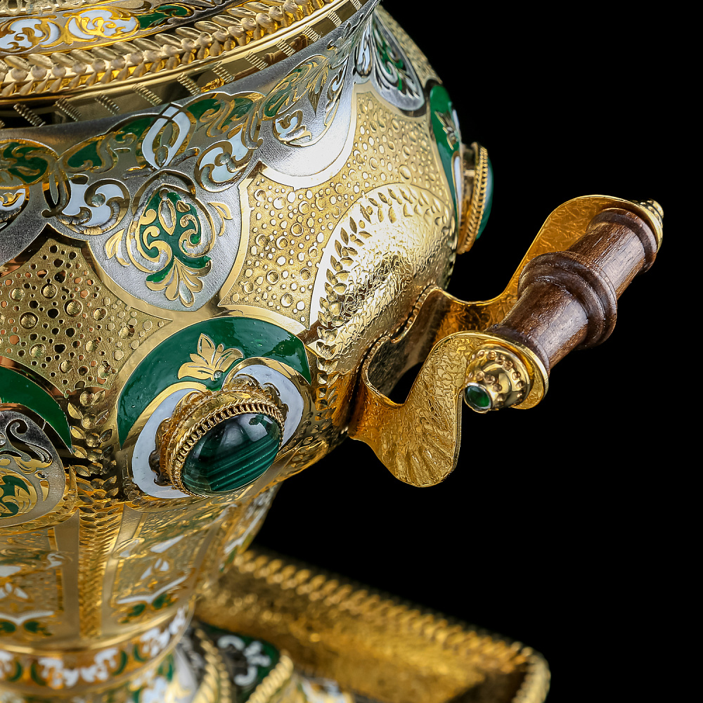 Самовар электрический 3 л с позолотой «Малахит». Златоуст - интернет магазин Русь Велика я фото 3