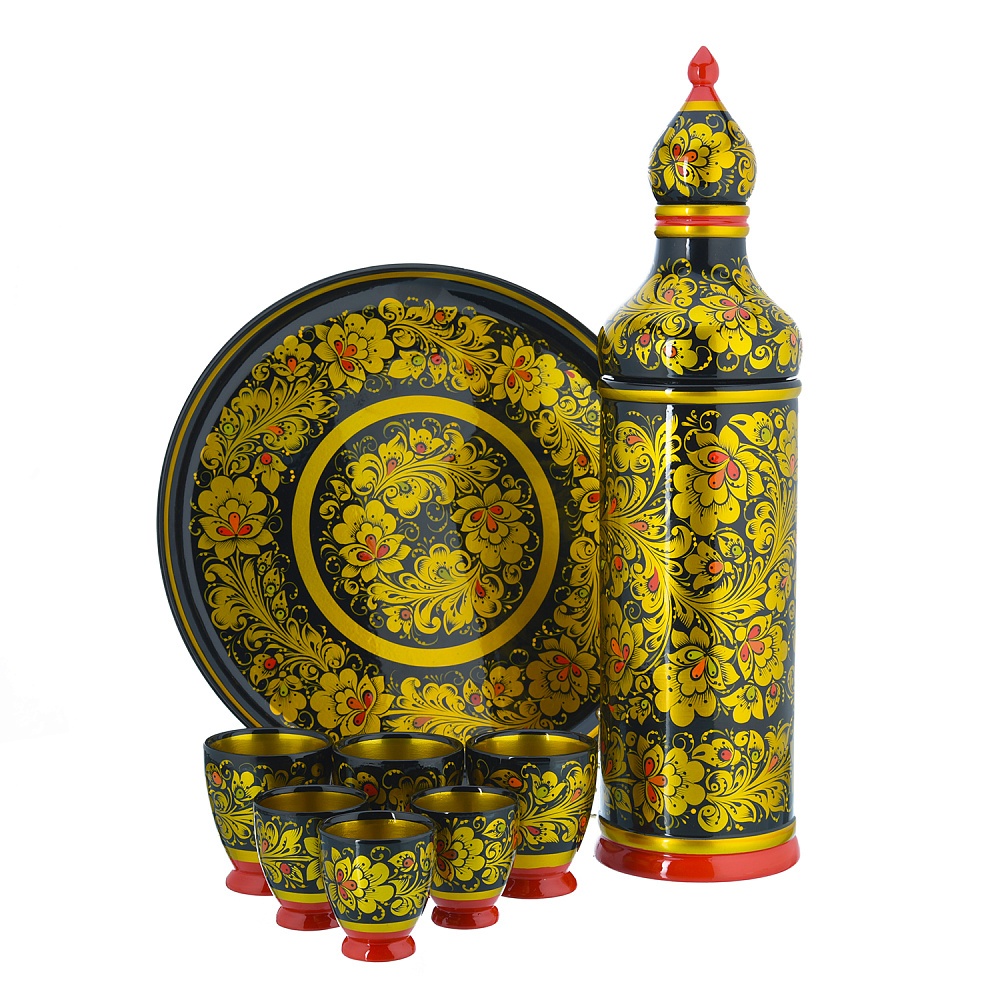 Питейный набор для вина на 6 персон «Предание старины». Хохлома - интернет магазин Русь Велика я 