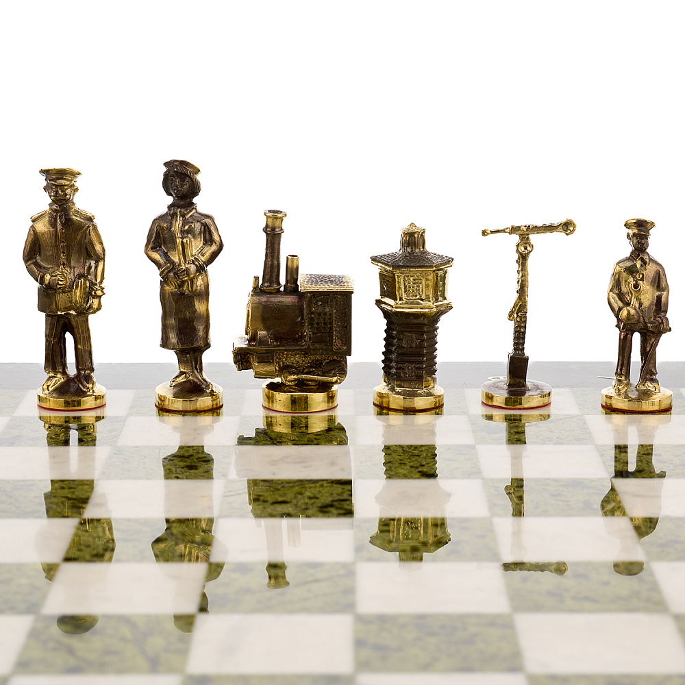 Шахматы из камня и бронзы «Железнодорожные» 42х42 см - интернет магазин Русь Велика я фото 13