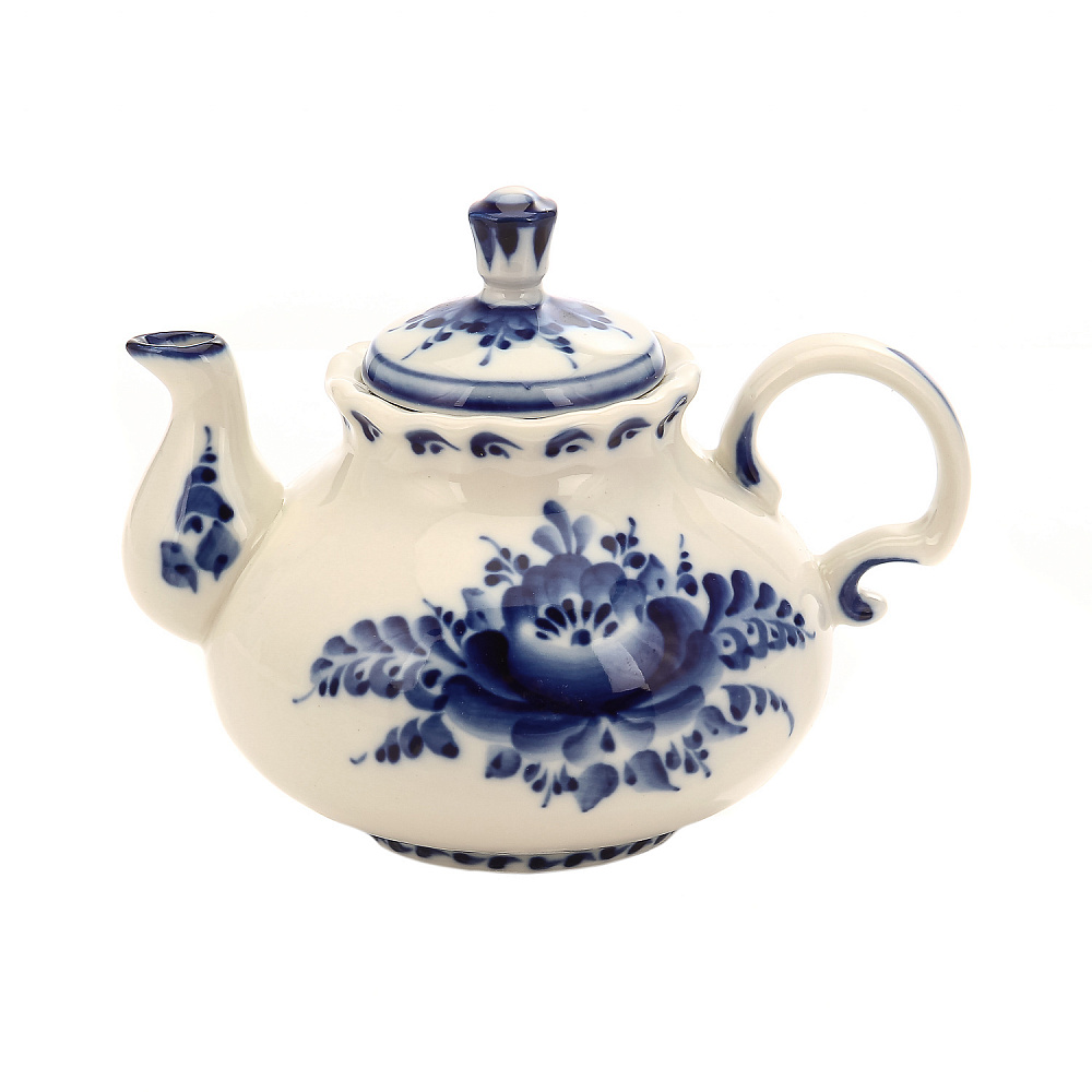 Самовар фарфоровый электрический 2л «Летняя фантазия» с сервизом 6 персон. Гжель - интернет магазин Русь Велика я фото 4