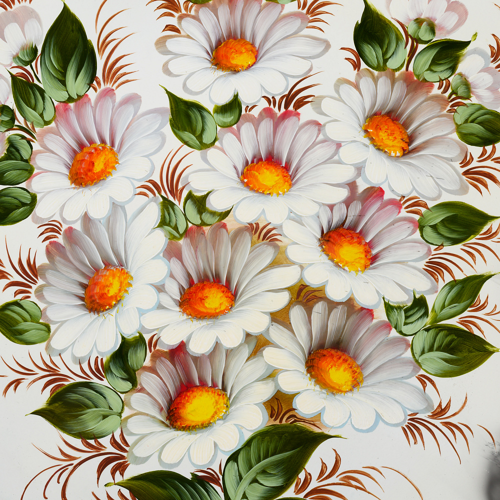 Поднос сувенирный с ручной росписью «Ромашки» 48х36 см - интернет магазин Русь Велика я фото 1