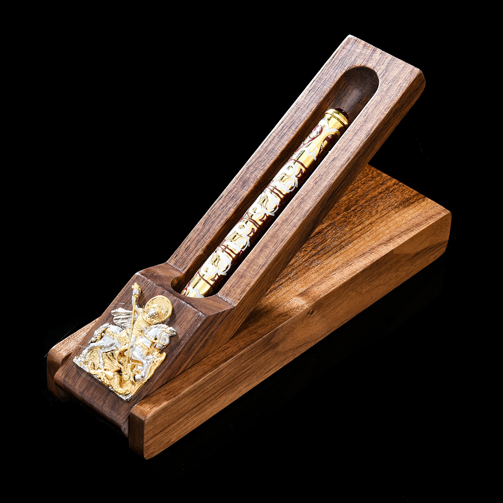 Ручка подарочная с подставкой «Георгий Победоносец». Златоуст - интернет магазин Русь Велика я 