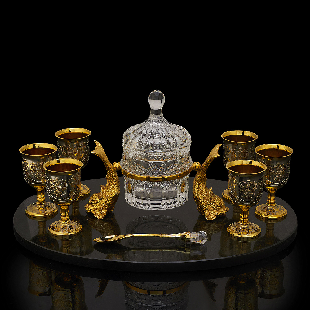 Икорница со стопками «Рыба-кит». Златоуст - интернет магазин Русь Велика я 