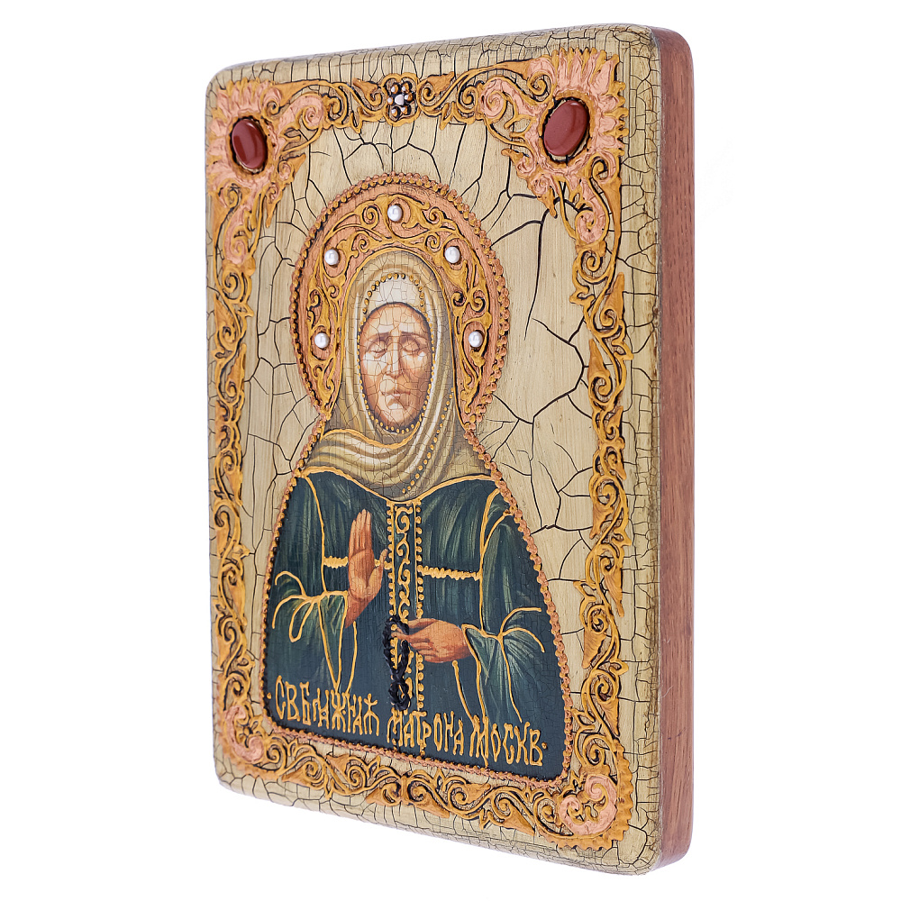 Икона из мореного дуба «Блаженная Матрона Московская» 20х15 см - интернет магазин Русь Велика я фото 3