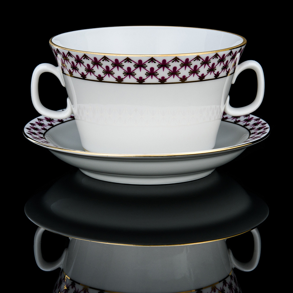 Бульонница с блюдцем 360 мл «Сетка-Блюз». Форма Молодежная. ИФЗ - интернет магазин Русь Велика я фото 1