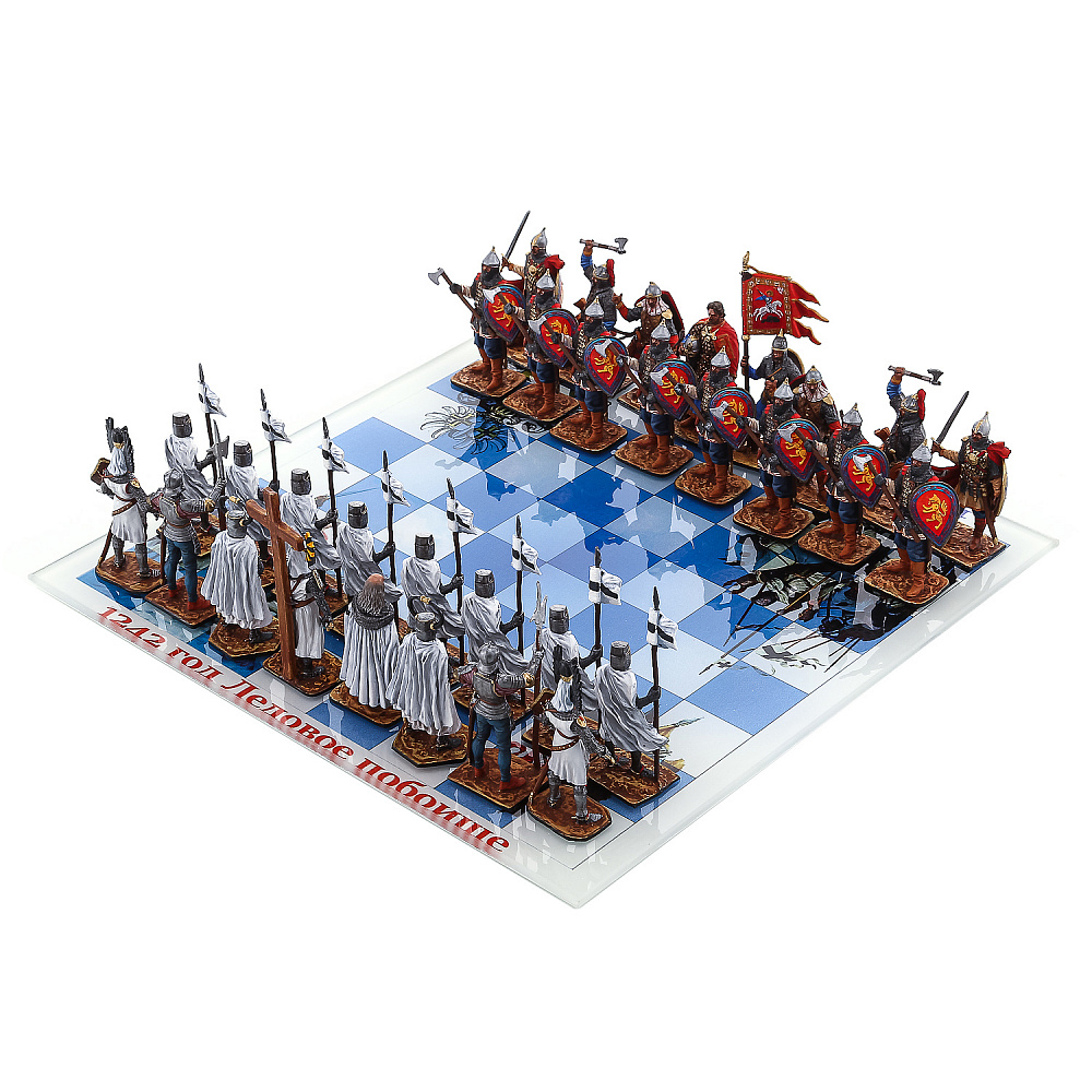 Шахматы со стеклянным полем и оловянными фигурами «Ледовое побоище» 34х34 см - интернет магазин Русь Велика я фото 11