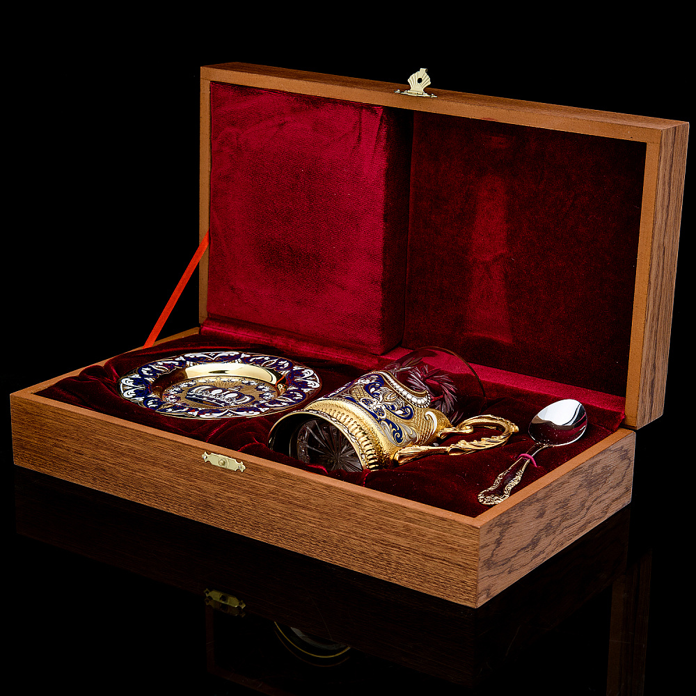 Чайный набор с подстаканником «Корона». Златоуст - интернет магазин Русь Велика я фото 4