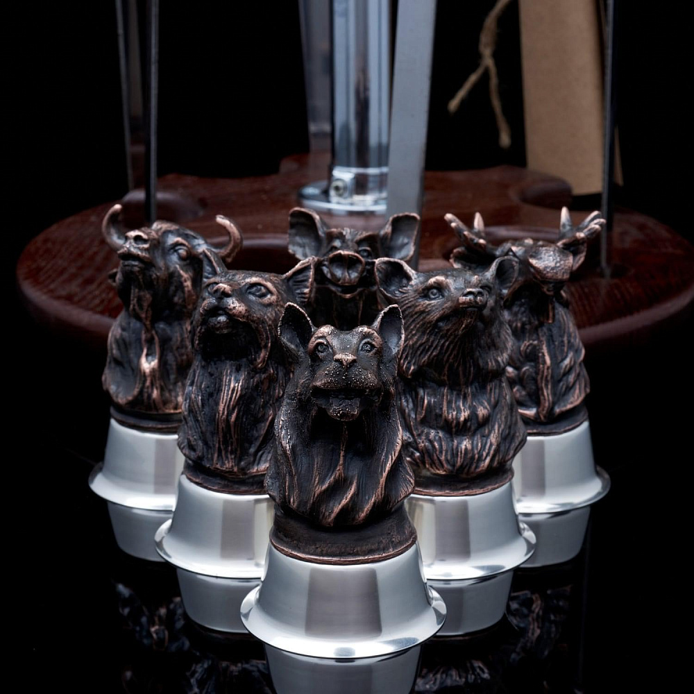 Шампуры и стопки на деревянной подставке «Звери» - интернет магазин Русь Велика я фото 3