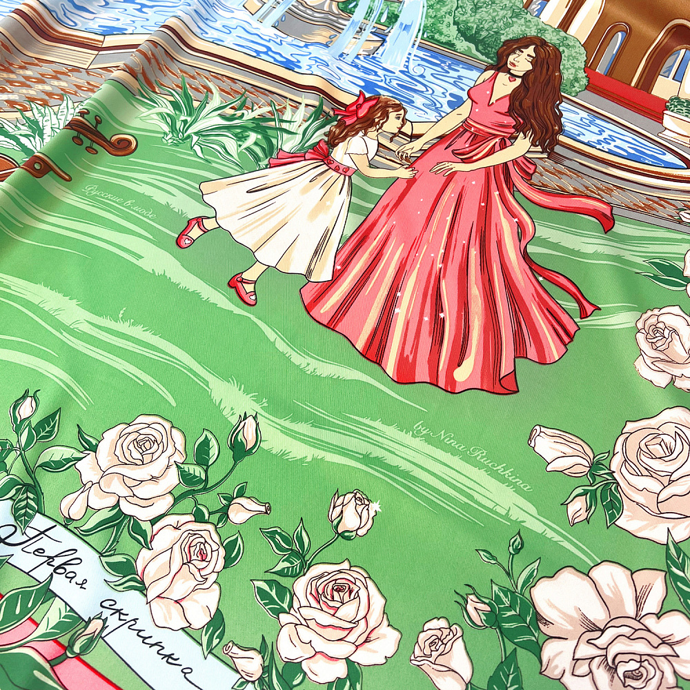 Платок шелковый «Первая скрипка весны» 90х90 см - интернет магазин Русь Велика я фото 1