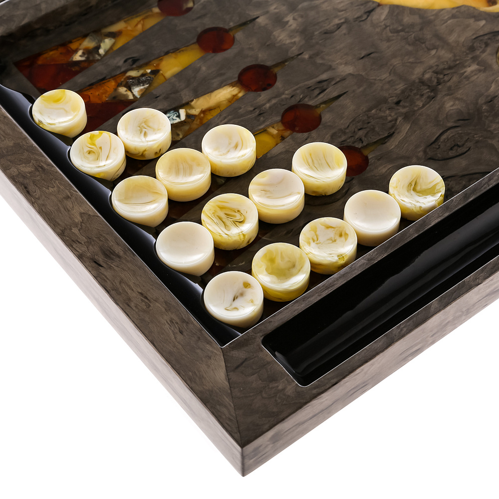 Нарды с янтарной инкрустацией «Лев» 64х60 см - интернет магазин Русь Велика я фото 7