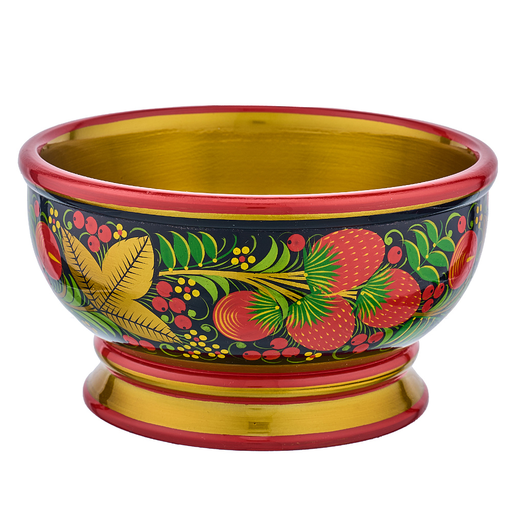 Набор деревянной посуды для супа «Мимоза-Клубника» с росписью. Хохлома - интернет магазин Русь Велика я фото 1