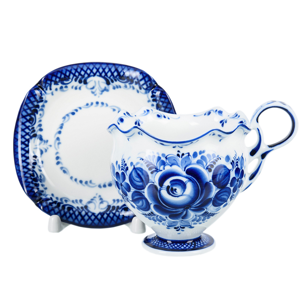 Чайная пара 240 мл «Ландыш». Гжель - интернет магазин Русь Велика я 