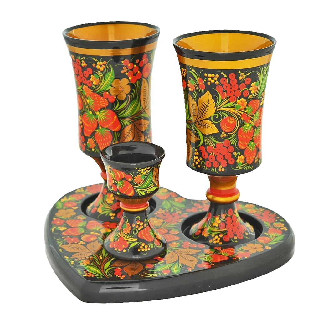 Набор бокалов для шампанского «Вечерний». Хохлома - интернет магазин Русь Велика я 