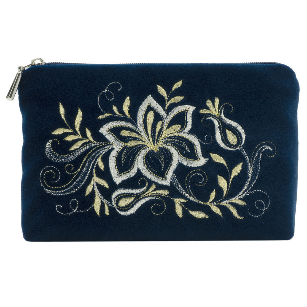 Косметичка «Нежность». Темно-синяя с вышивкой - интернет магазин Русь Велика я фото 1
