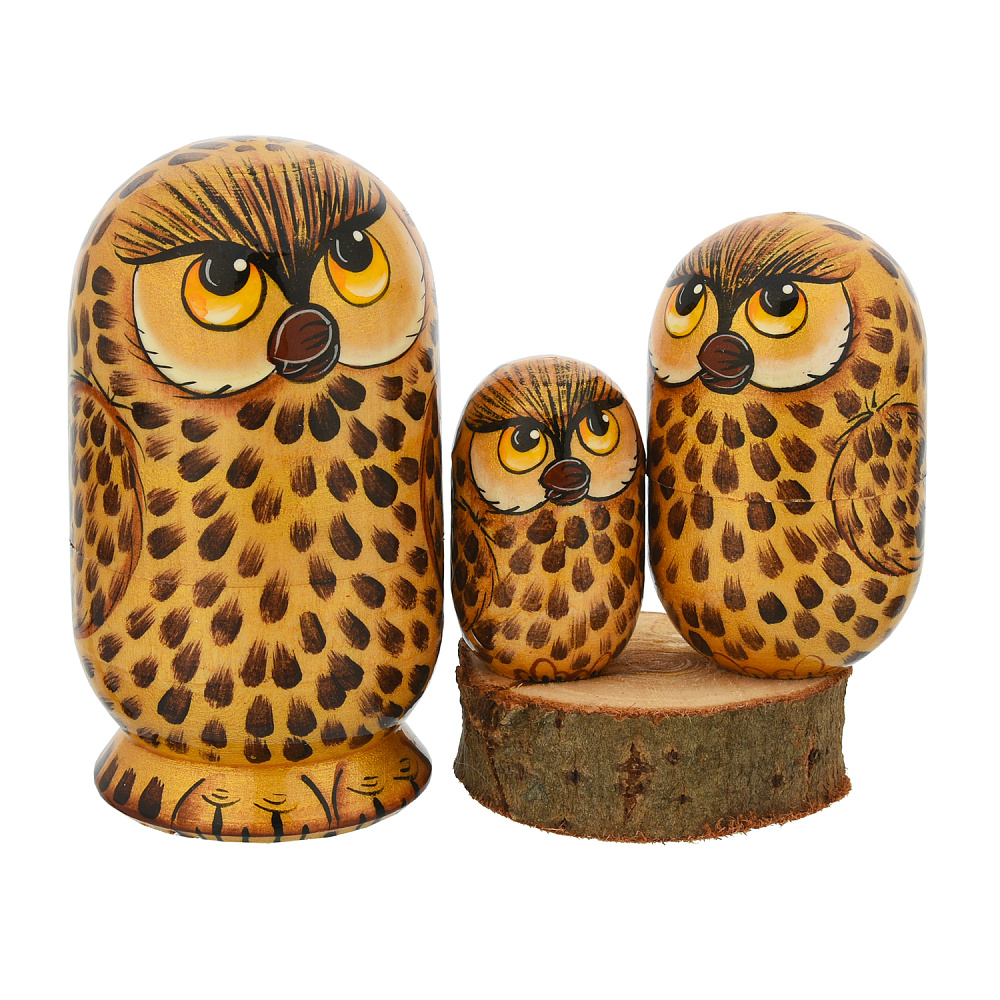 Матрешка «Сова на пеньке» 3 места - интернет магазин Русь Велика я 