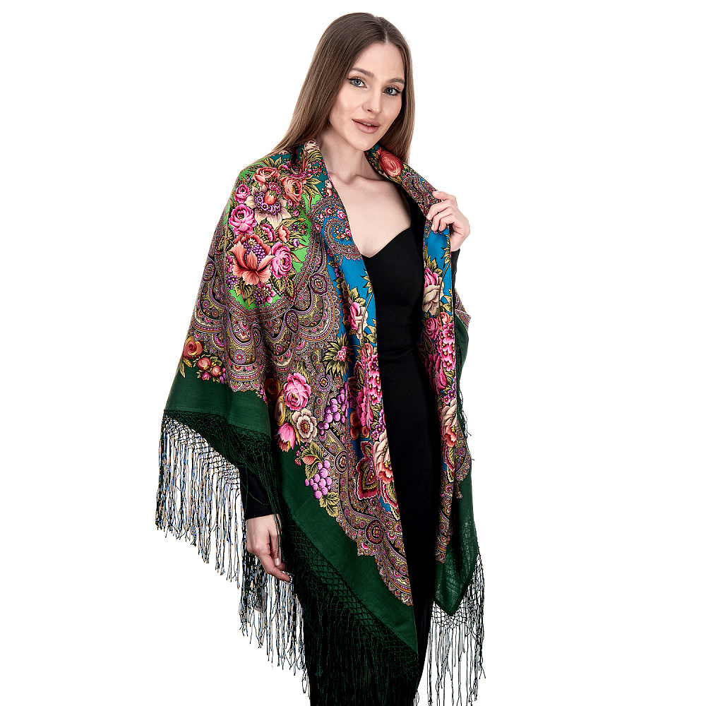 Платок ПавлоПосадский шерстяной «Цвет граната» 148х148 см - интернет магазин Русь Велика я 