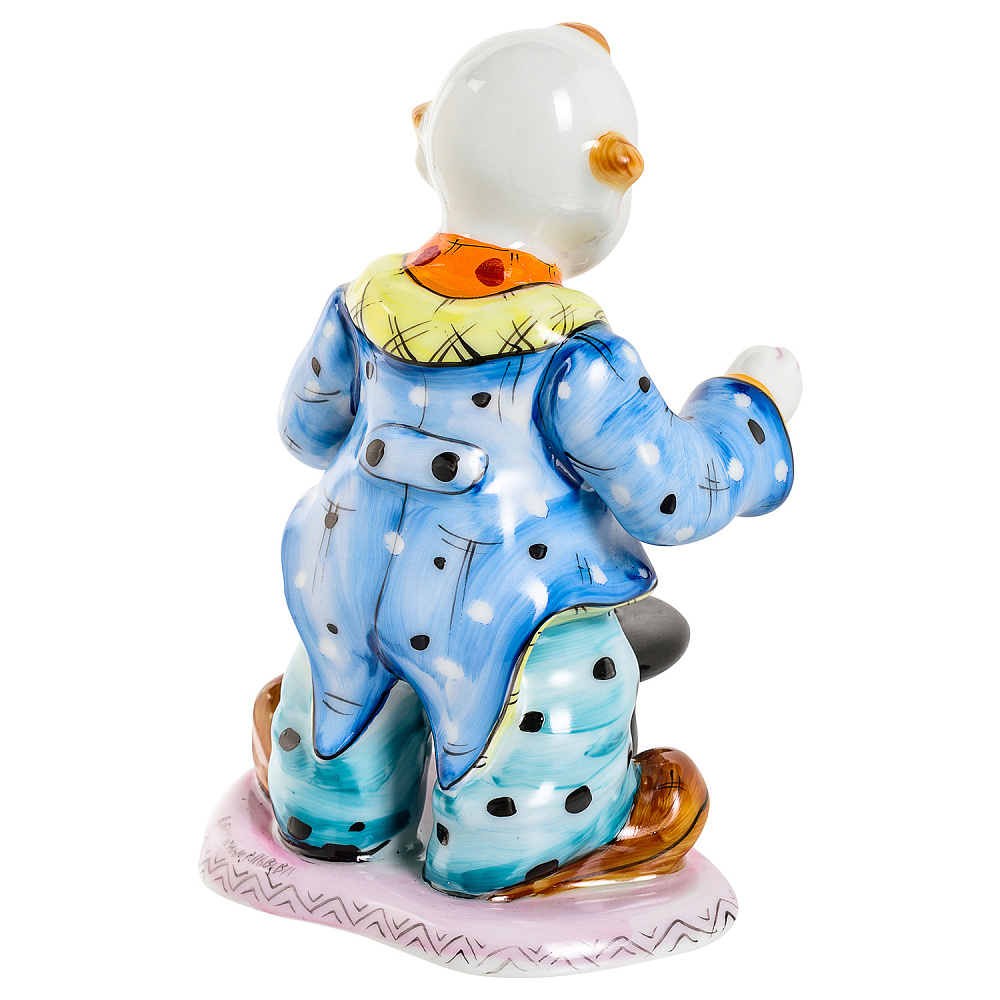 Статуэтка «Клоун с кроликом». Гжель - интернет магазин Русь Велика я фото 3