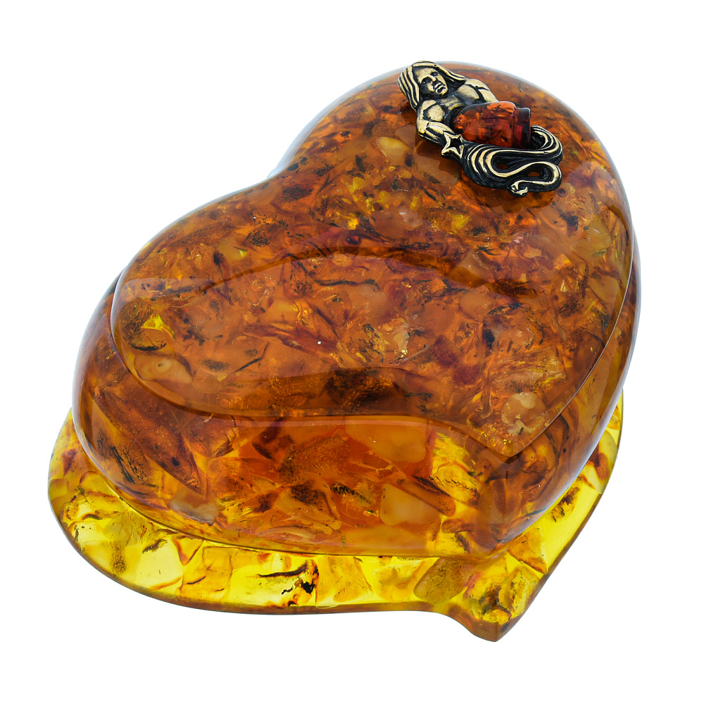 Шкатулка из янтаря «Сердце. Знак зодиака Водолей» - интернет магазин Русь Велика я фото 2