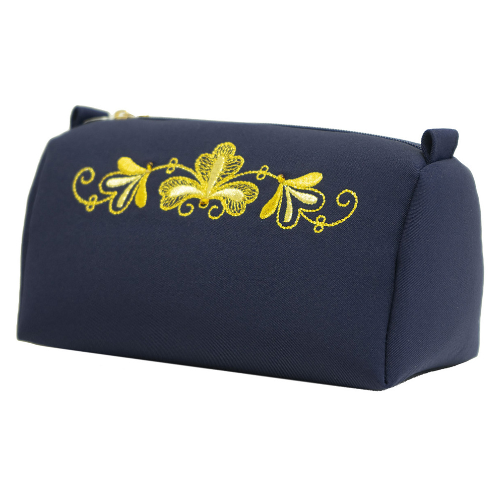 Косметичка «Листопад». Темно-синяя с вышивкой - интернет магазин Русь Велика я 